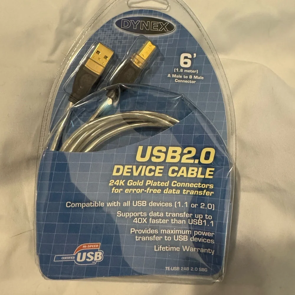 Dynex USB 2.0 Device Cable - Gold and Silver